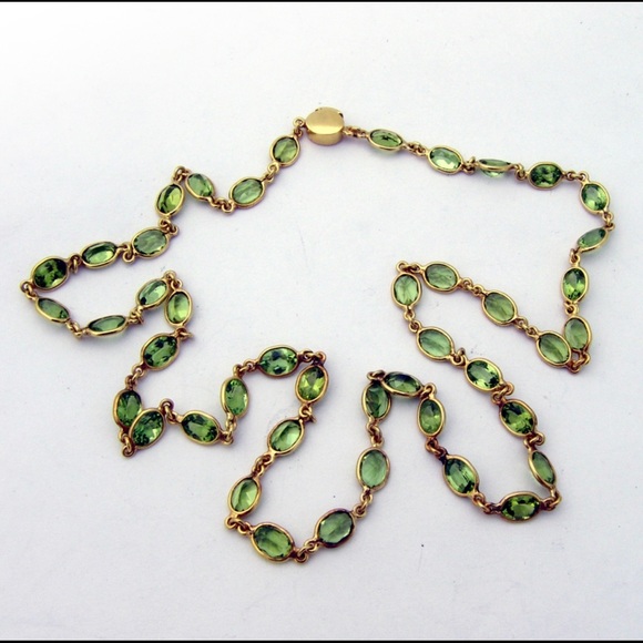LAURA MUNDER, Palm Beach Designer, Rare 18K Peridot Station Necklace, 18 inches. - Picture 13 of 13